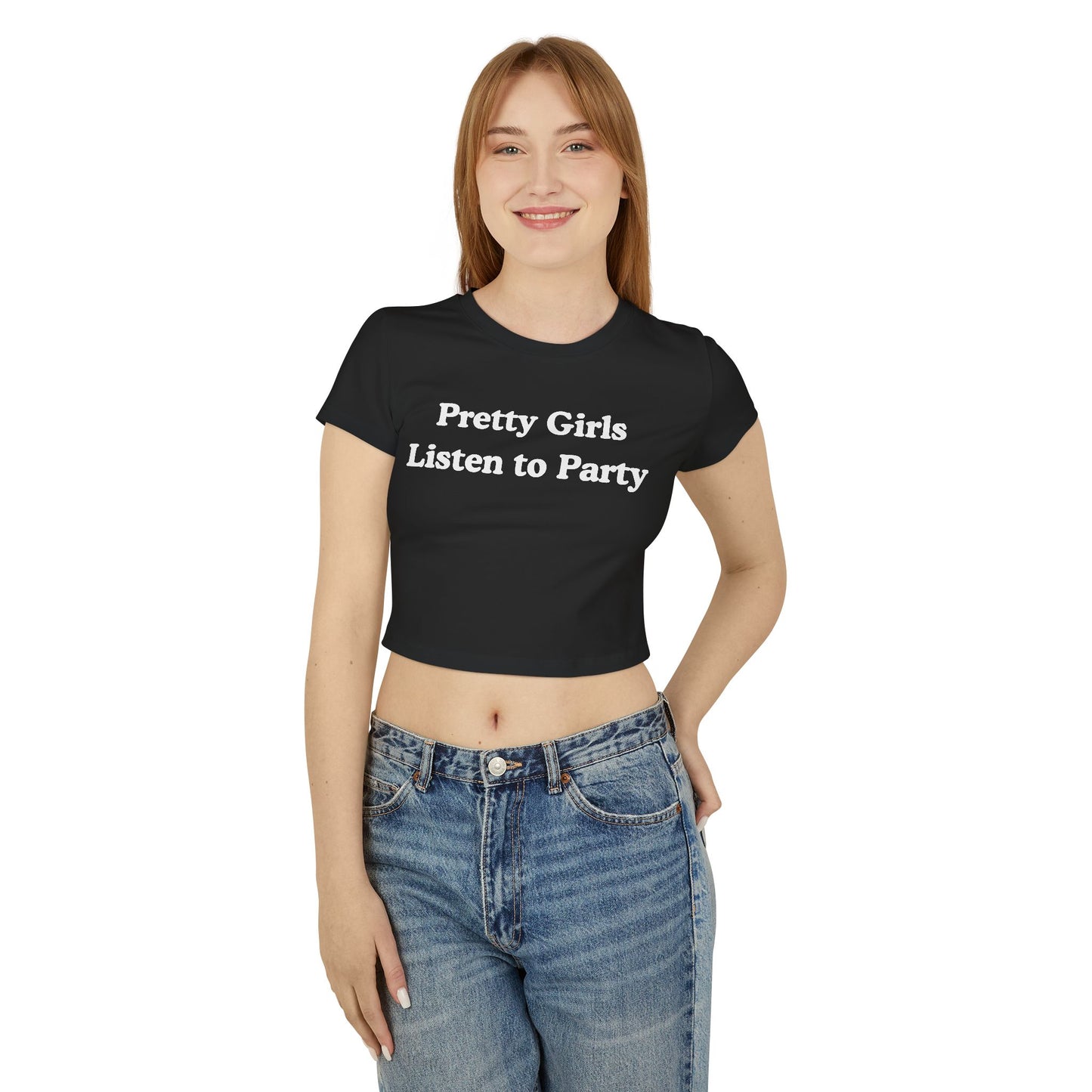 pretty girls listen to party crop-top